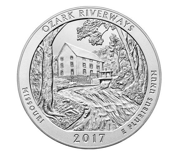 Ozark National Scenic Riverways 2017 Uncirculated Five Ounce Silver Coin