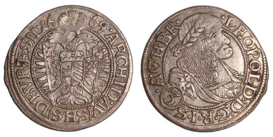 AUSTRIA~3 Kreuzer 1669