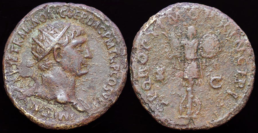 Trajan - Dacian Victory Trophy dupondius
