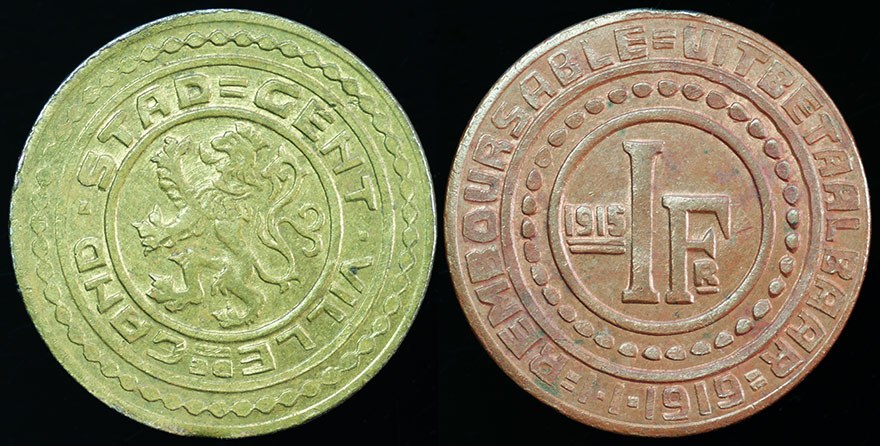 Belgium - Ghent WWI German Occ. 1 Franken 1915