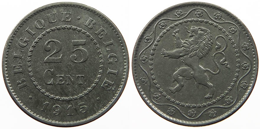 Belgium - 25 Centimes 1915 - German Occupation