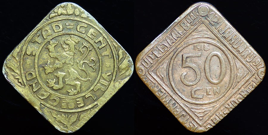 Belgium - 50 Centimes [thin] 1915 Ghent WWI German Occupation