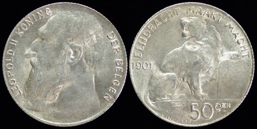 Belgium - 50 Centimes 1901 Lion