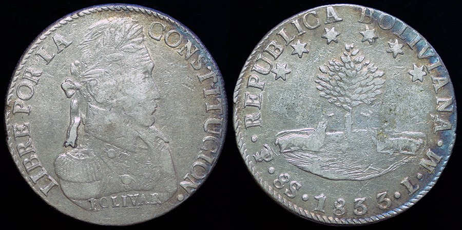 Bolivia - 8 Soles 1833, Simon Bolivar