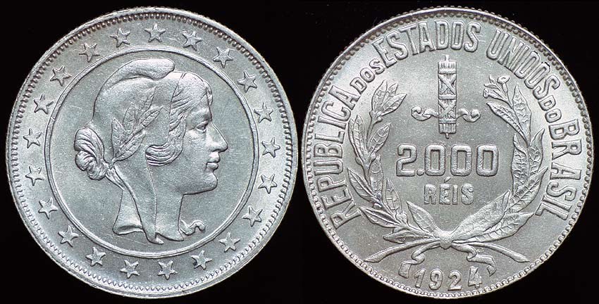 Brazil 2K Reis - Liberty