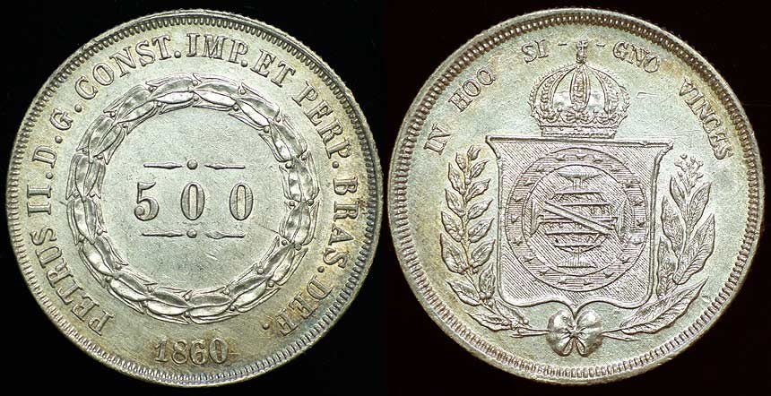 Brazil 500 Reis 1860/50