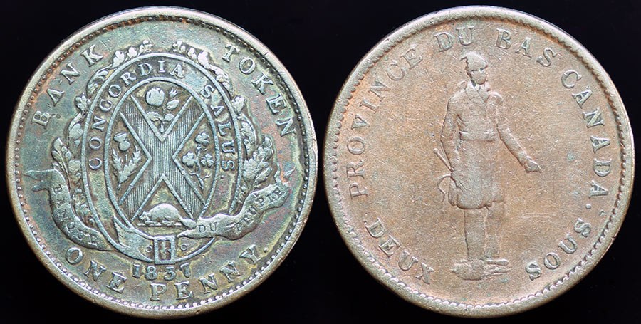 Canada - 2 Sous, People's Bank Penny 1837