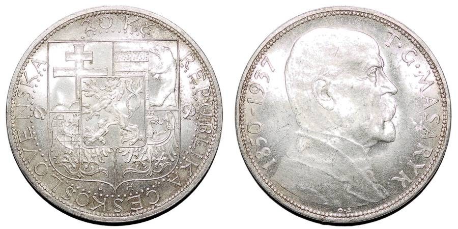 CZECHOSLOVAKIA (REPUBLIC)~20 Koruna 1937
