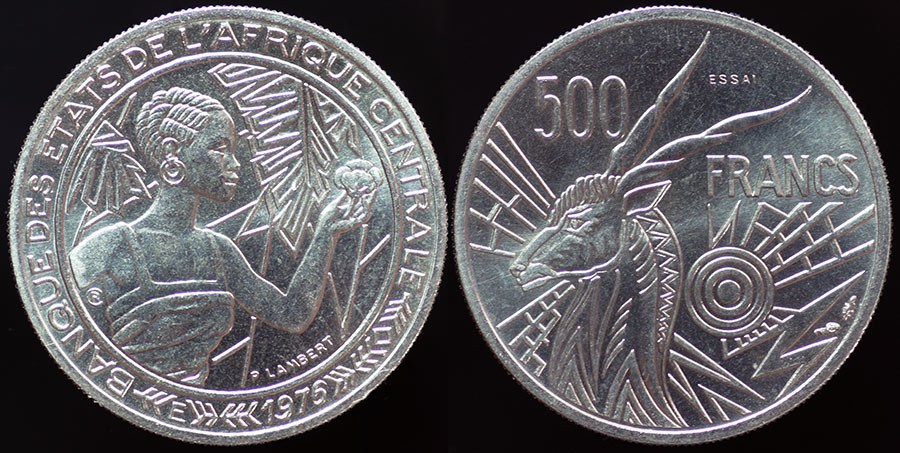 Central African Republic - 500 Francs Essai 1976 B