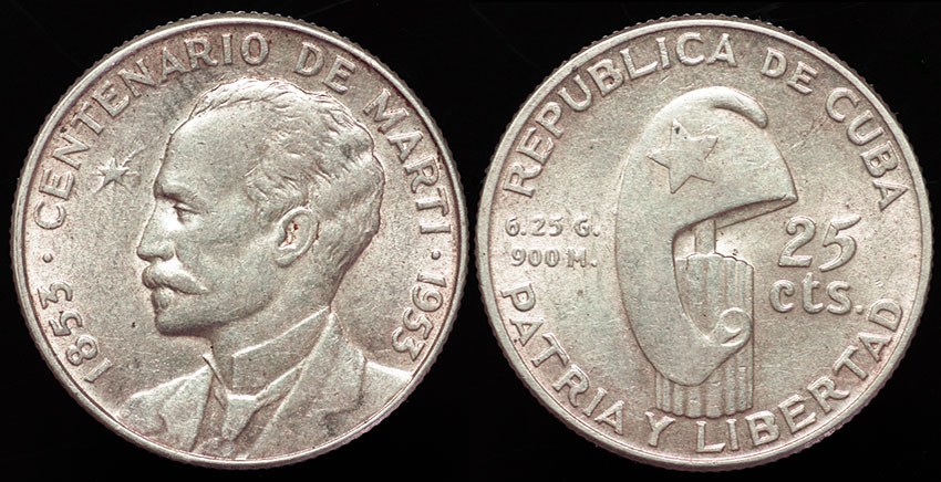 Cuba Jose Marti 25 Centavos