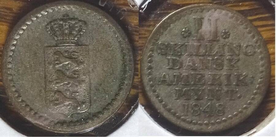 Danish West Indies 1848 2 skilling