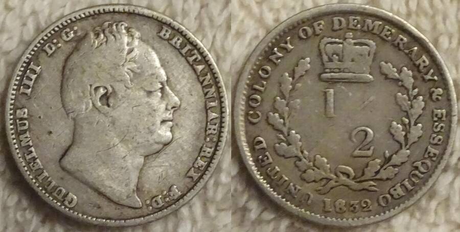 Demerary and Essequibo  (British Guiana) 1832 ½ Stiver