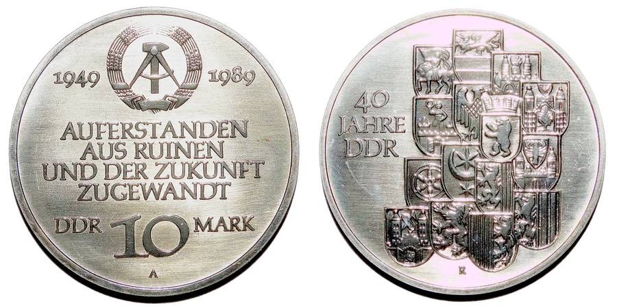 EAST GERMANY~10 Mark 1989 A