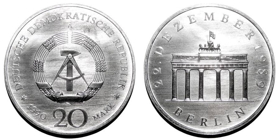 EAST GERMANY~20 Mark *Silver* 1990 A