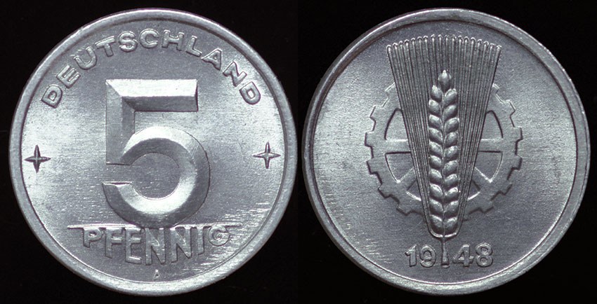 D.D.R. 5 Pf. 1st Yr - 1948 - BU