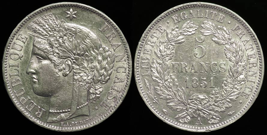 France 5 Fr 1851 - Ceres