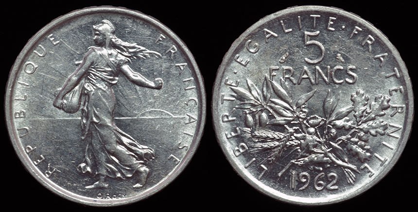 France 5 Fr. 1962 - Semeuse