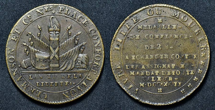 French Revolution - Clemanson 2 Sols, 1792 Bell metal