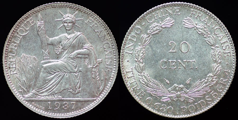 French Indo China - 20 Centimes 1938