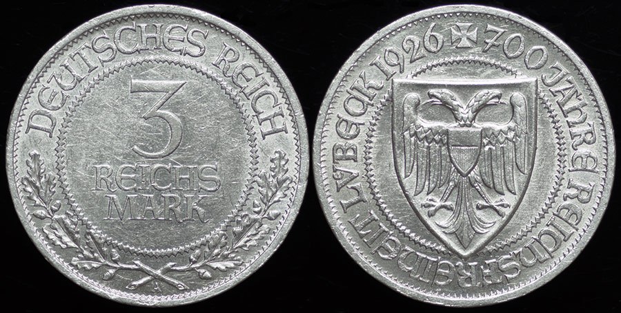 Germany - 3 Reichsmark 1926 A - Lubeck