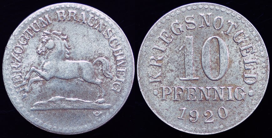 Germany - Braunschweig (Brunswick) Kreigsnotgeld 10 Pfg. 1920
