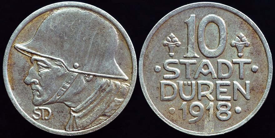 Germany - Stadt Duren w/Helmeted Soldier & 'SD'