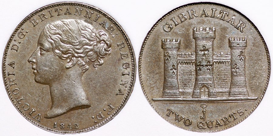 Gibraltar - 2 Quarts 1842/1 Victoria