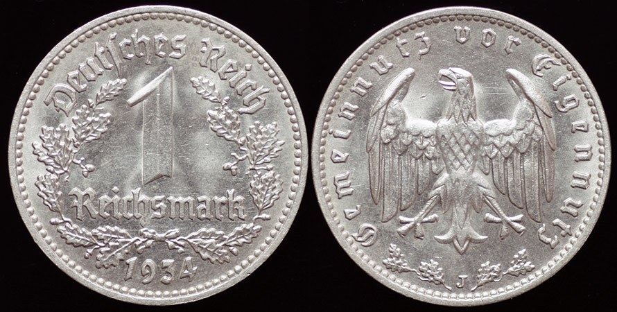 Nazi 1 RM - 1934 J