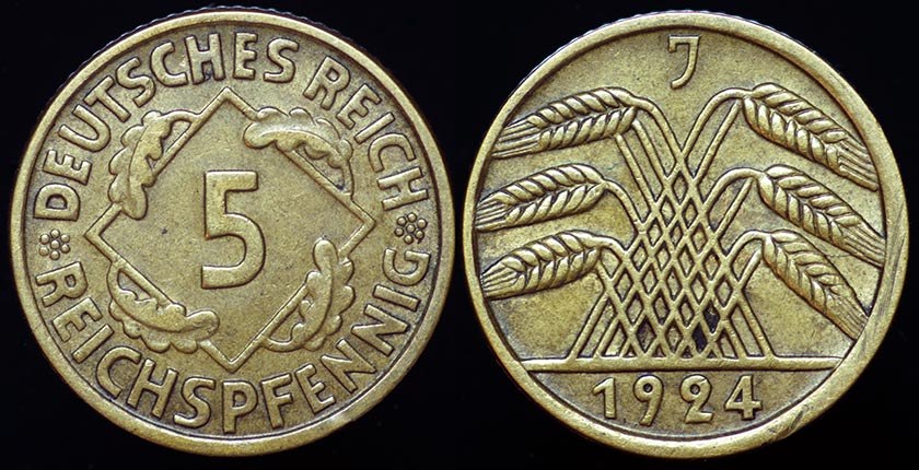 Germany 5 Reichspfennig 1924J