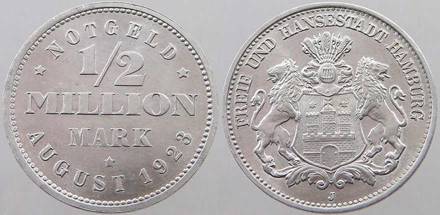 Germany - Hamburg 1/2 Million Mark 1923