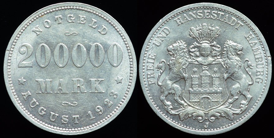 Germany Hamburg - 200,000 Mark Notgeld