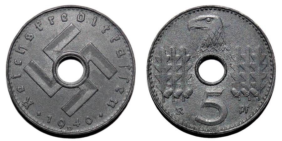 GERMANY (THIRD REICH)~5 Reichspfennig ~Military~ 1940 D