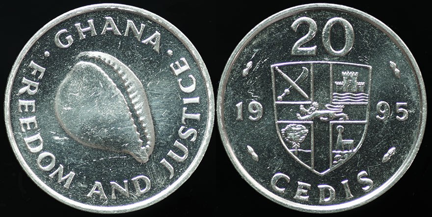 Ghana - 20 Cedis 1995 Cowrie Shell