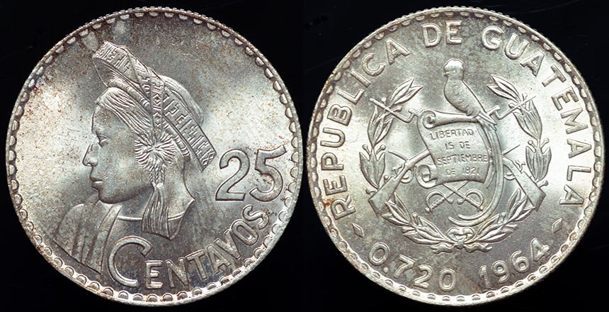 Guatemala 25 Centavos 1964