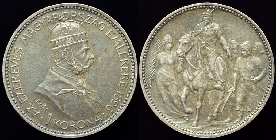 Hungary 1 Korona 1896 - Arpad Millennium