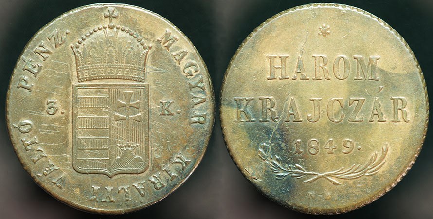 Hungary - Harom (3) Krajczar - War of Independence - 1849