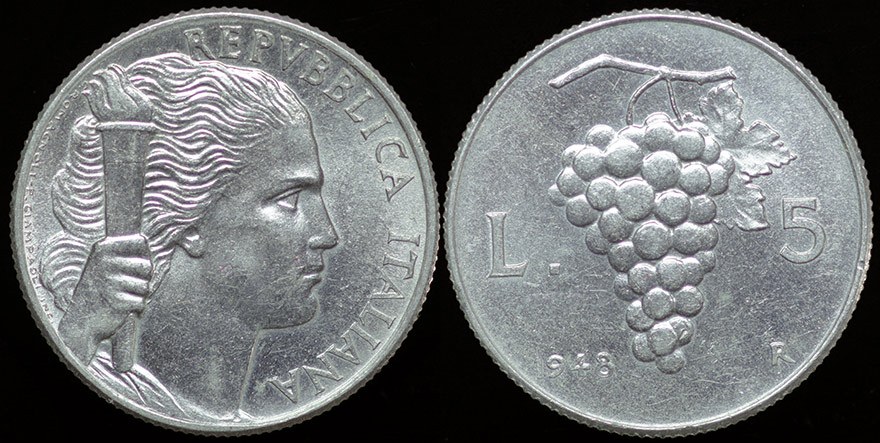 Italy - 5 Lire 1948