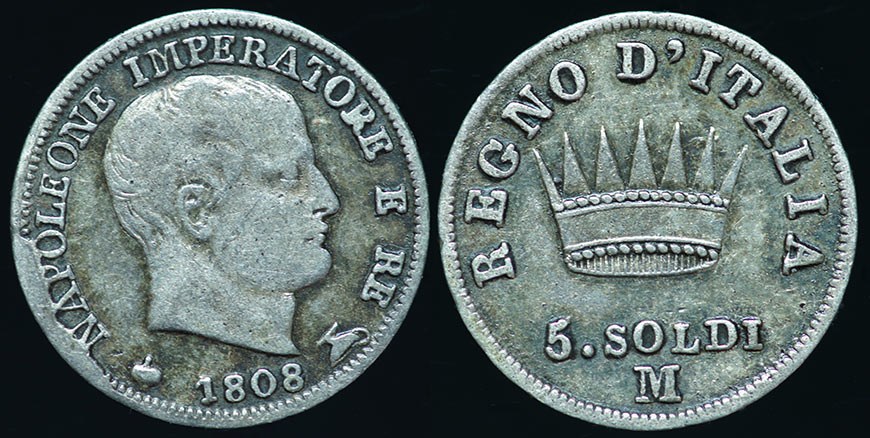 Italy - Kingdom of Napoleon - 5 Soldi 1808