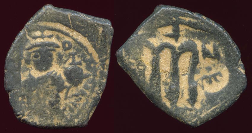 Umayyad Countermark on Byzantine Follis