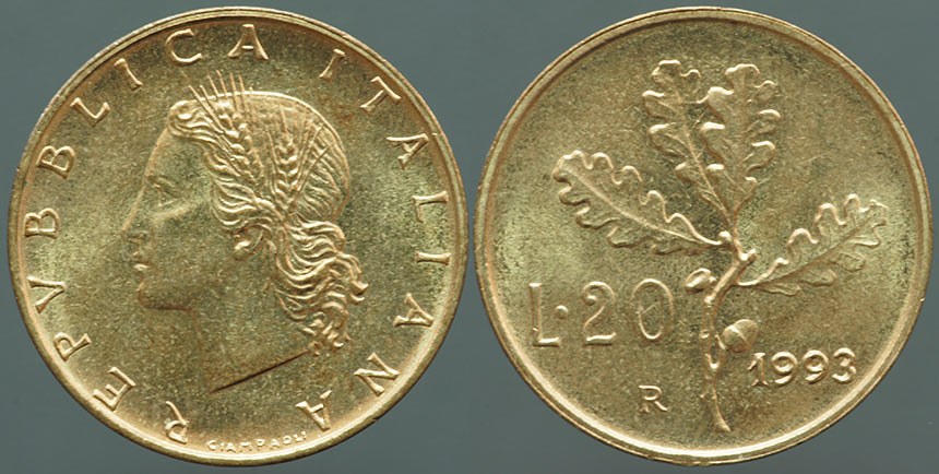 Italy 20 Lire 1993