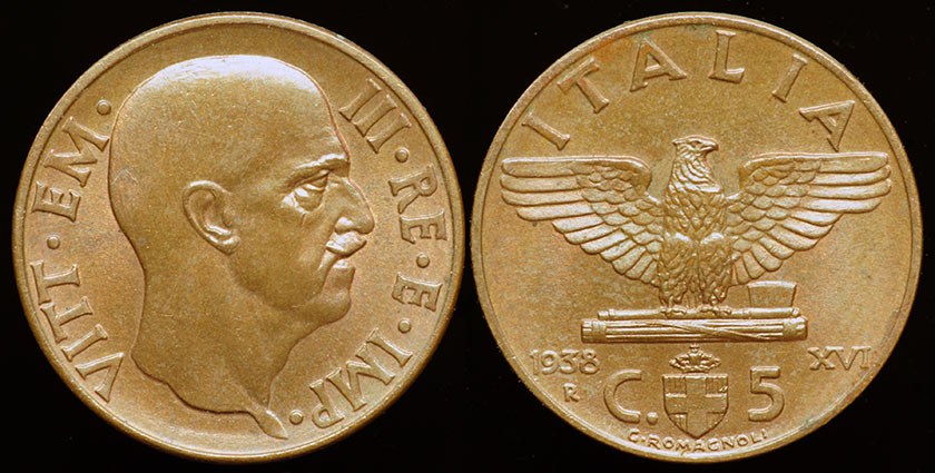 Italy 5 Centesimi 1938R