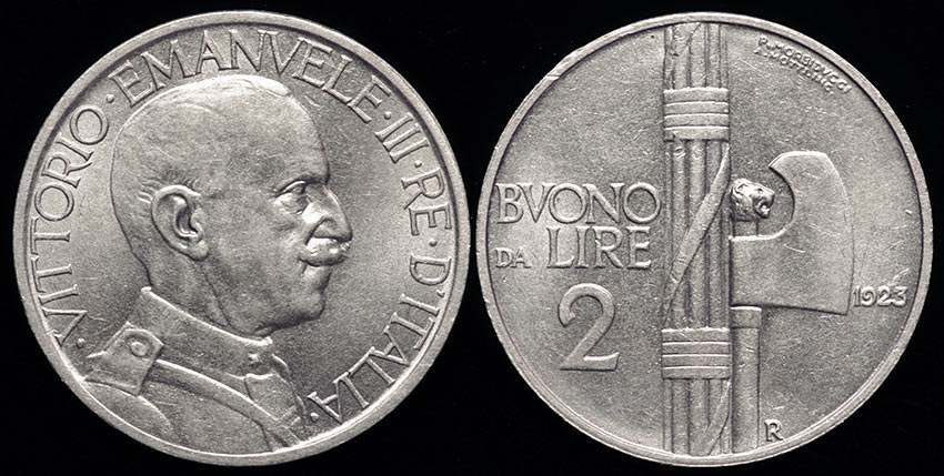 Italy 2 Lire - 1923 1st Anniversary of Fascist Gov't
