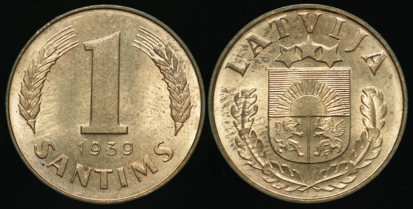 Latvia - 1 Santims 1939