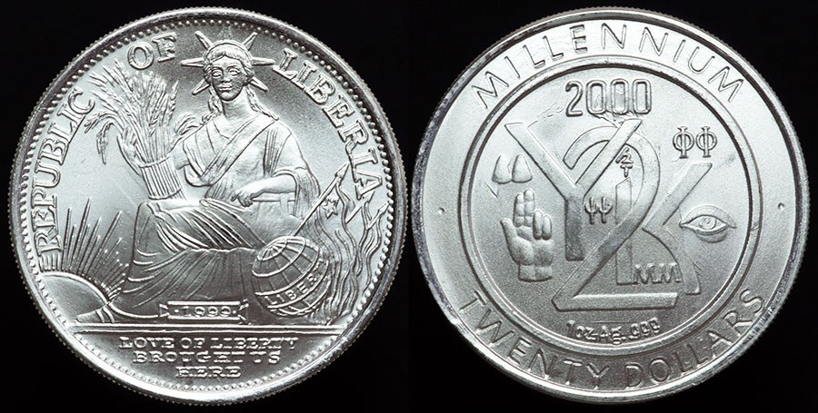 Liberia - Y2K Millennium 20 Dollars
