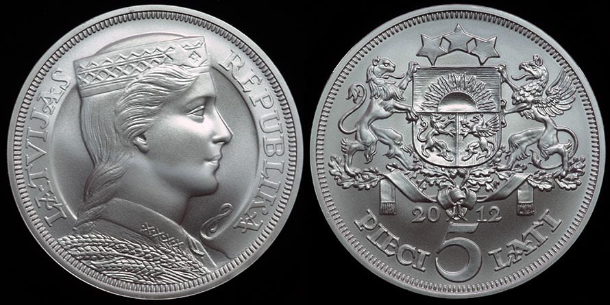 Latvia 5 Lati 2012
