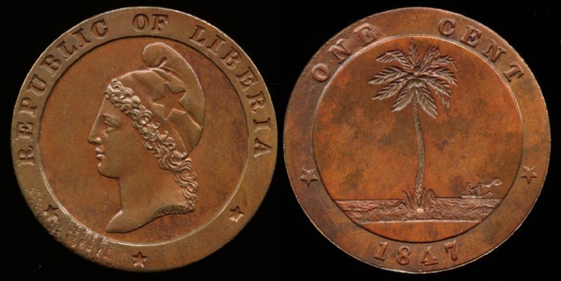 Liberia, 1 Cent, 1847