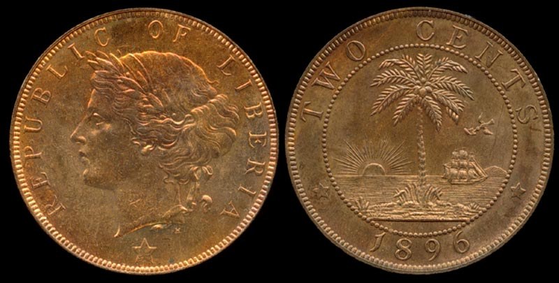 Liberia, 2 Cent, 1896