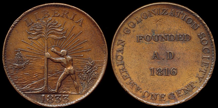 Liberia - AMERICAN COLONIZATION SOCIETY, ACS; Sun Disc Variety