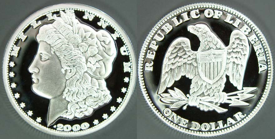 Liberia - Morgan & Eagle One Dollar - 2000