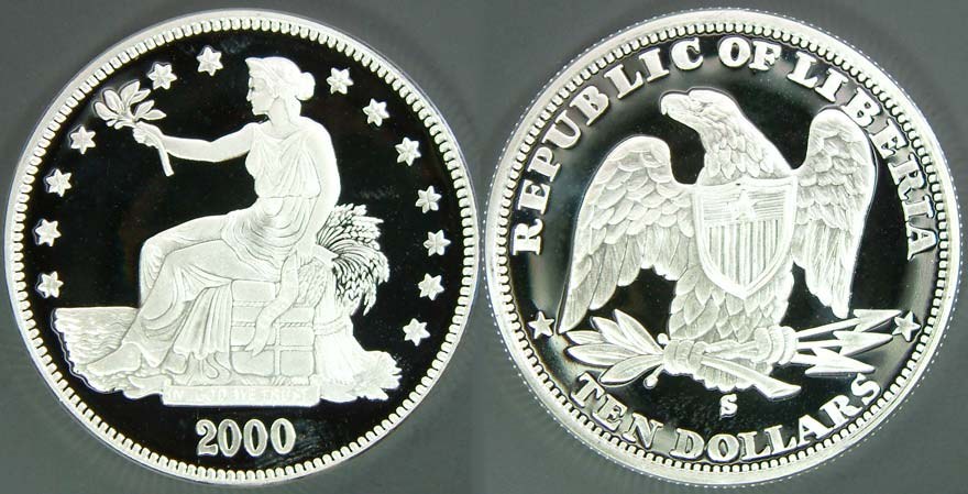 Liberia - USA Trade Dollar $10 2000